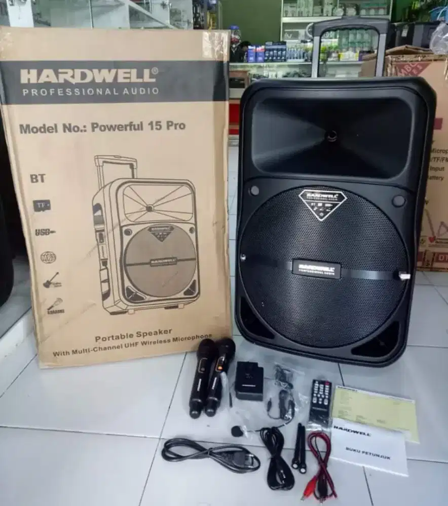 Speaker Karaoke Portabel Hardwell 15 inci 15 Pro power full