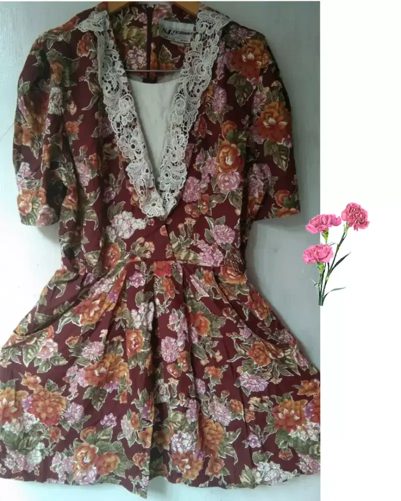 Dress Tunik Bunga,variasi Renda Cantik/Dress Bunga Vintage