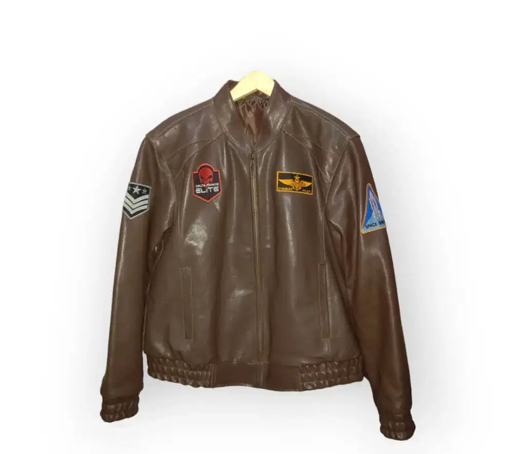 Jaket kulit asli, kulit tebal, edisi Pilot size L
