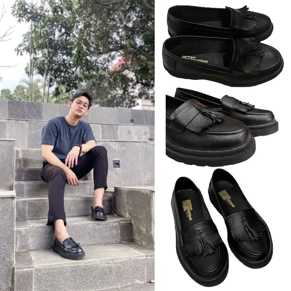 Sepatu Formal Loafers pria Kulit asli