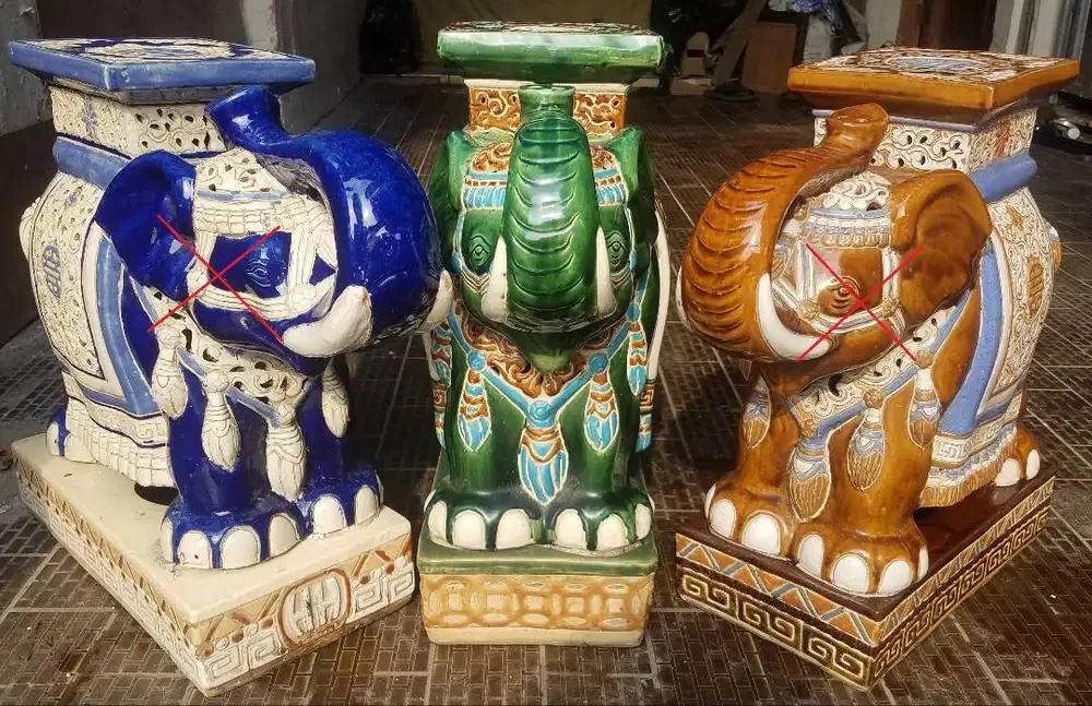 Gajah keramik Thailand warna hijau tinggi 55 cm, bisa TT  barter brg