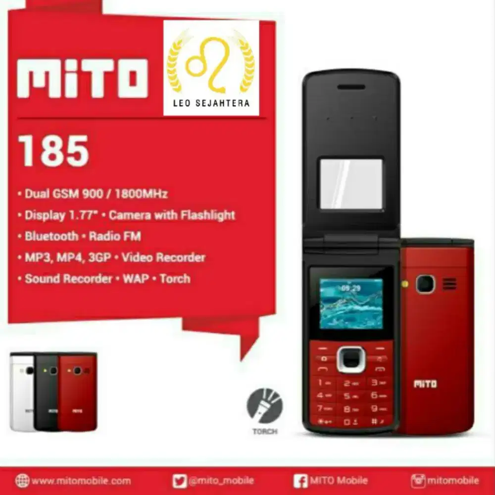 Hp lipat murah dual sim mito 185 bisa radio mp3 Bluetooth dnger lagu