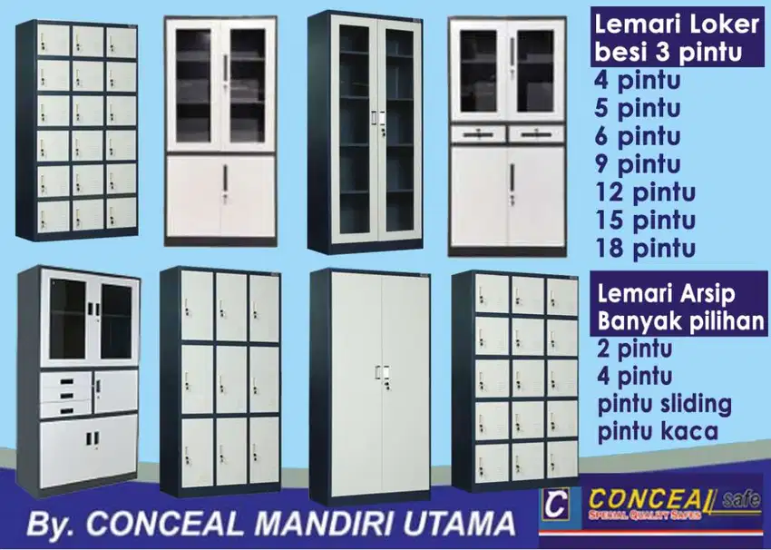 Lemari Arsip Pintu Kaca L7 loker locker filing cabinet besi baru bekas