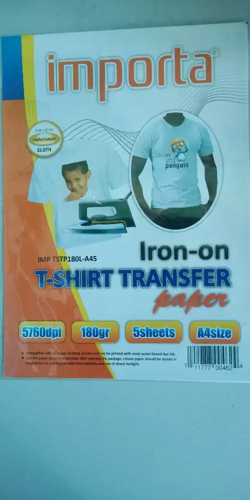 T-Shirt Transfer Paper Light 180gr and Dark 220gr 1 Pak (Isi 5 pcs)