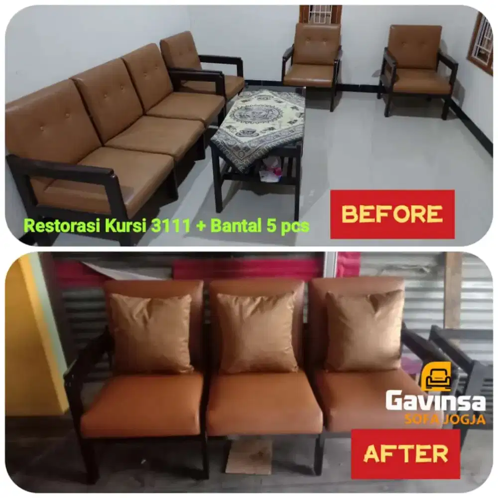 Kursi Kayu 3111 Restorasi, Ganti Cover + Tambah Dudukan , Cover Oscar