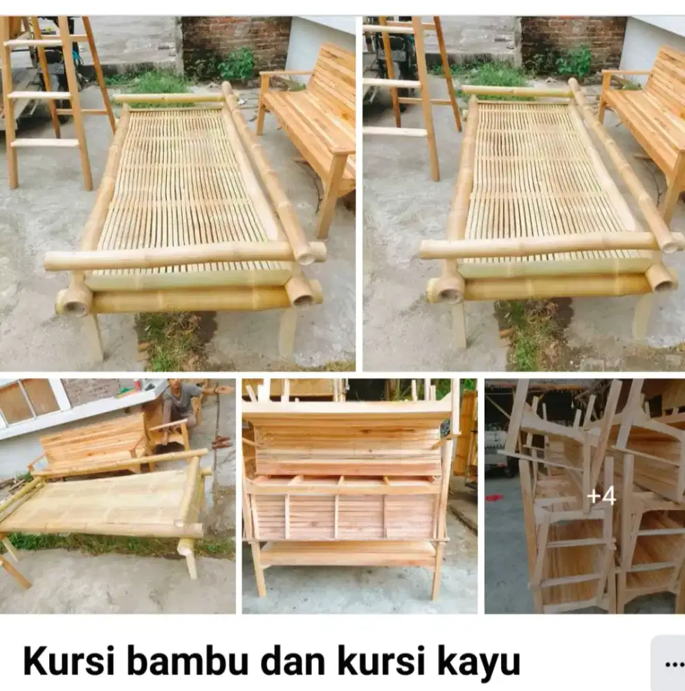Kursi kayu dan kursi bambu