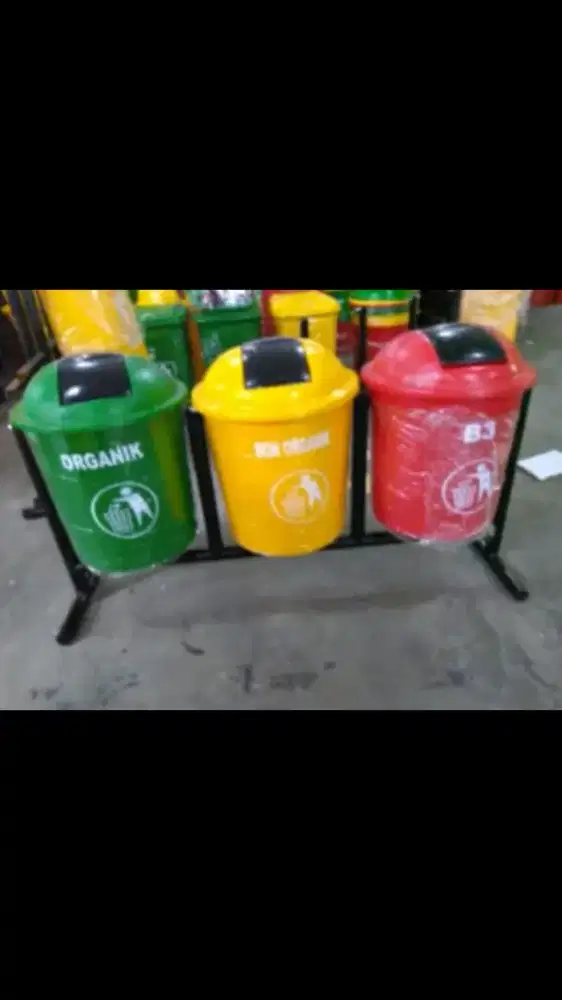 Tempatsampah fiberglass 3in1 bulat