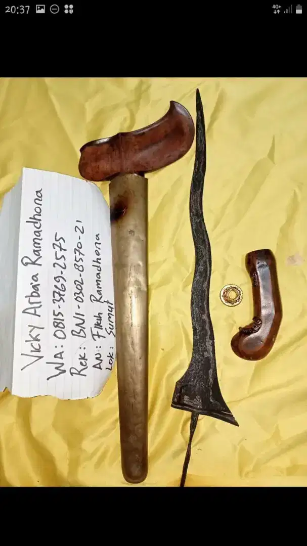 Keris Pulanggeni Luk 7 sepuh Pamor Ngulit Smongko