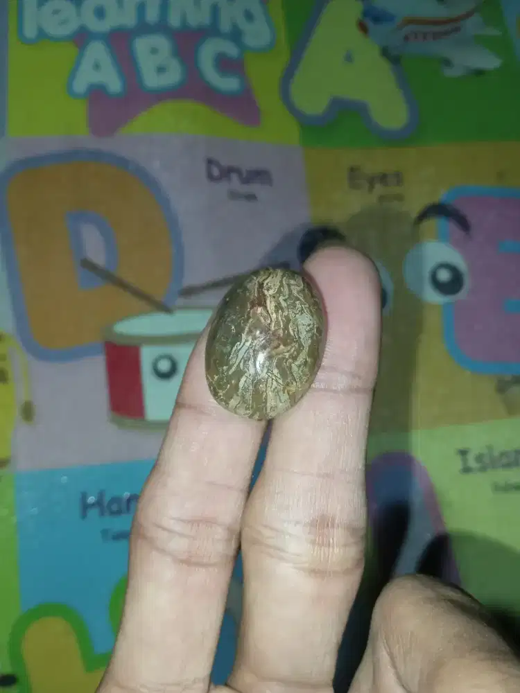 Batu natural akik posil kayu jati motif batik