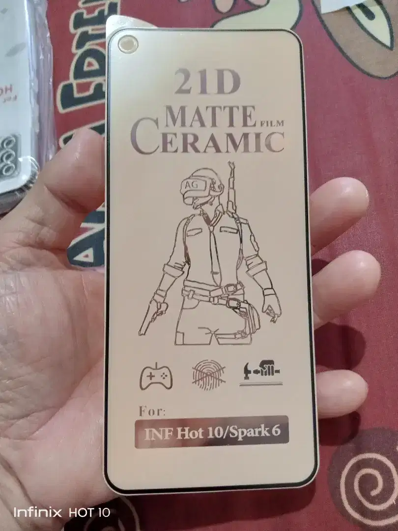 Tempered Glass Ceramic Matte INFINIX HOT 10, Techno SPARK 6 Fullscreen