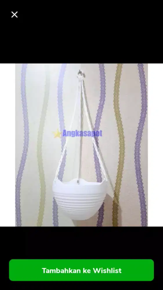 Tmn pot bunga gantung tanaman hias gentong motif kayu size S ptih+tali