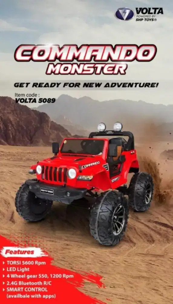 Mobil aki jeep commando monster ban karet