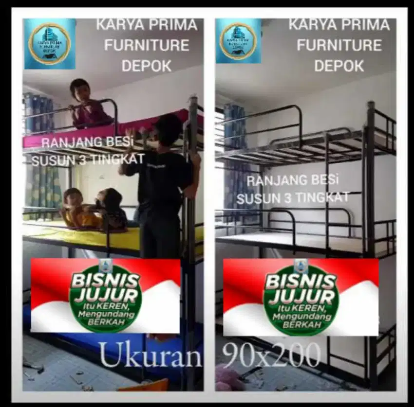 Ranjang Besi Susun 3 Tingkat 90x200 spesial 2.200.000 free ongkir, COD