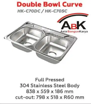 Kitchen Sink Double Curve Hock / WASTAFEL DAPUR HOCK