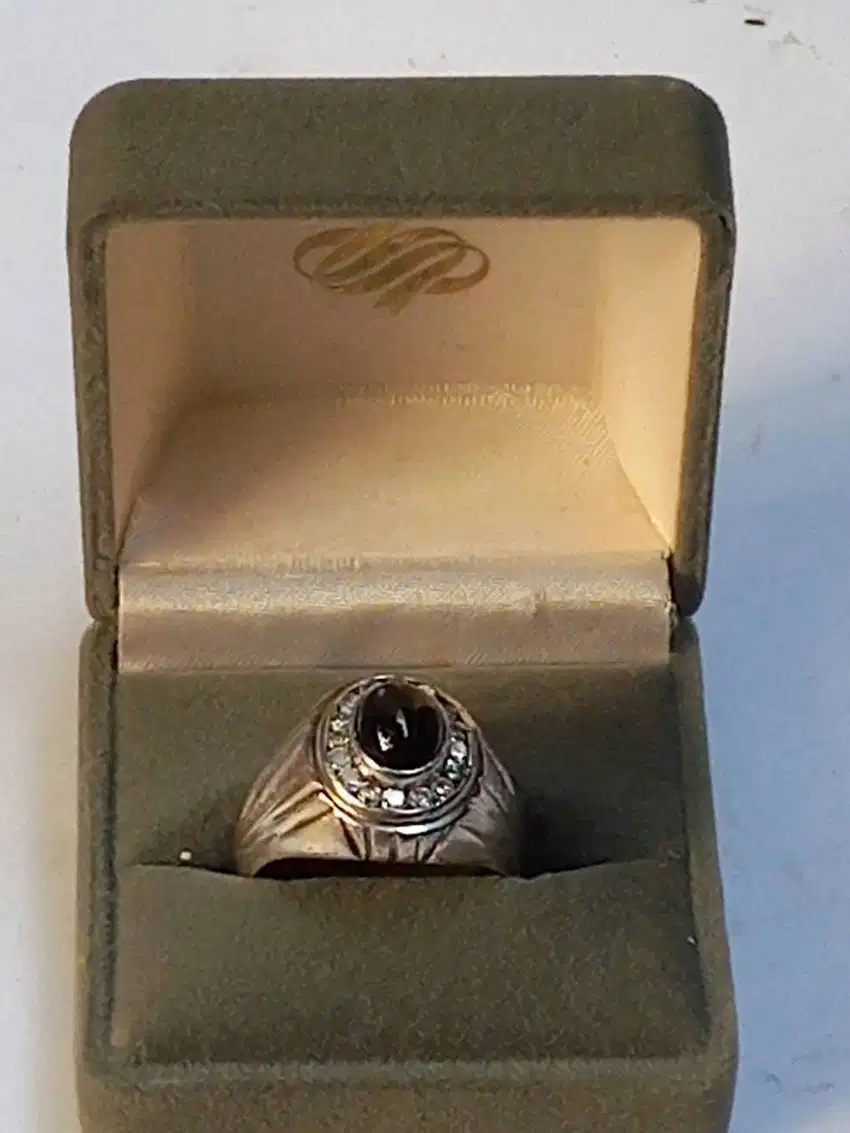 Cincin Batu Black Safir ikat perak