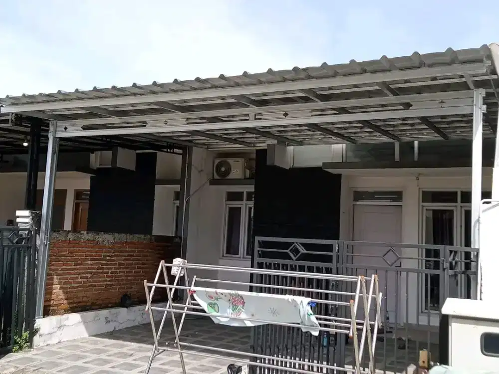 Pemasangan kanopi rumah rangka baja ringan atap alderon Single layer