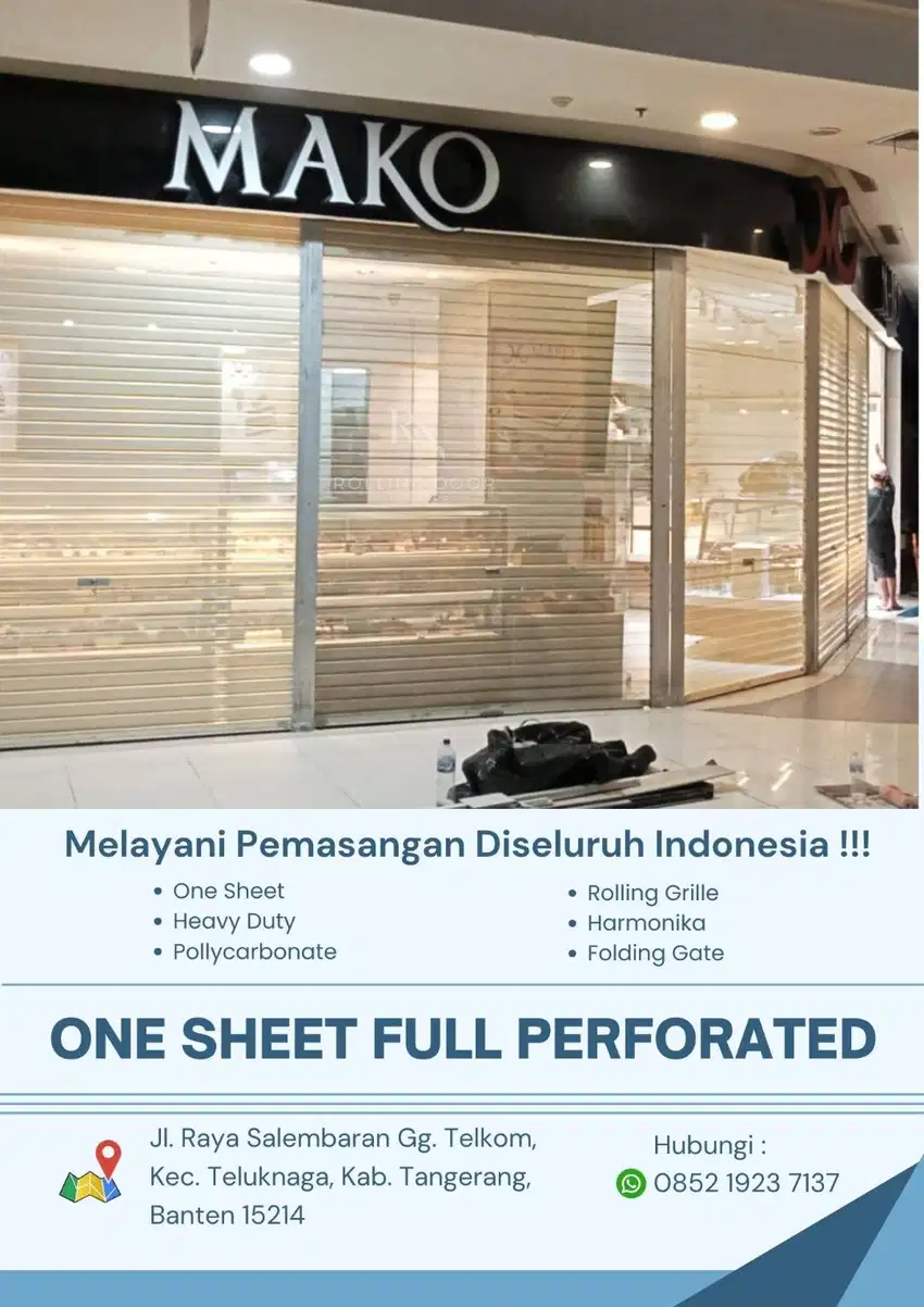 Rolling door one sheet full perforated pintu lubang