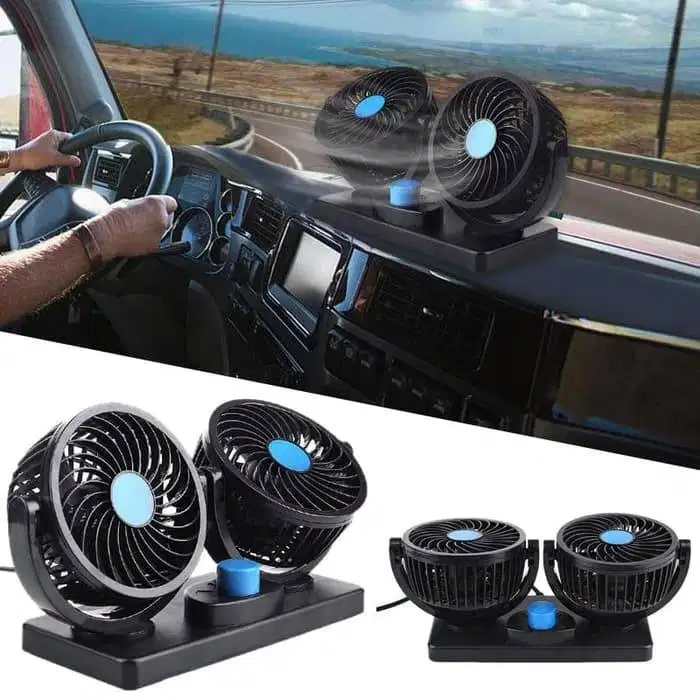 Kipas Angin Mobil 12V dan 24V Double Headed Fan Mini Fan 360 Degress