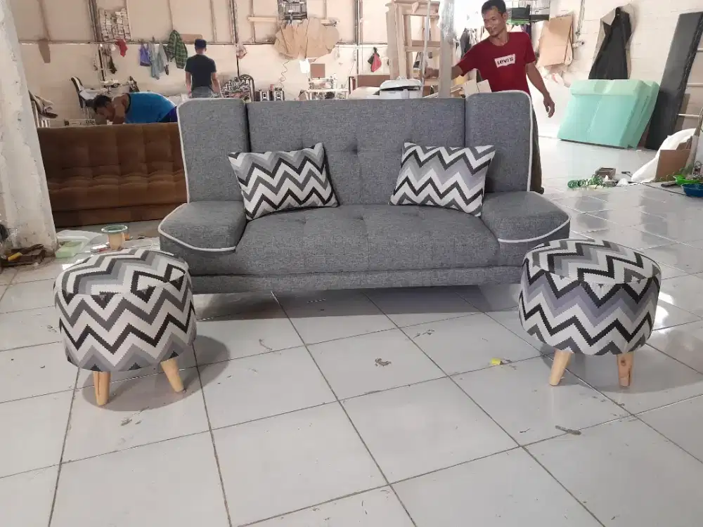 Sofa Bed Reclening + 2stoll