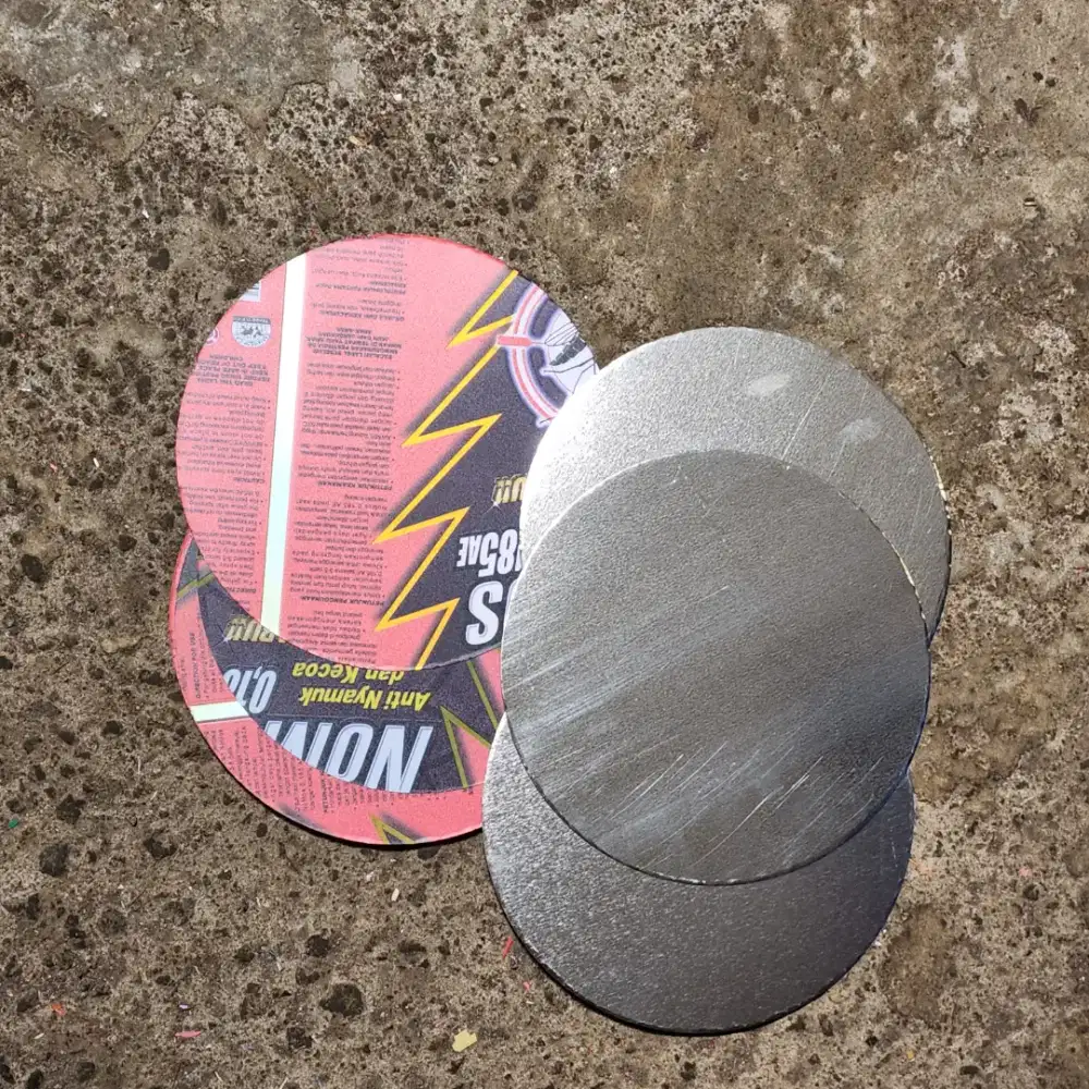Sebitan Afal Potongan Kaleng Seng Tinplate Bulat Bulet Bundar Misprint