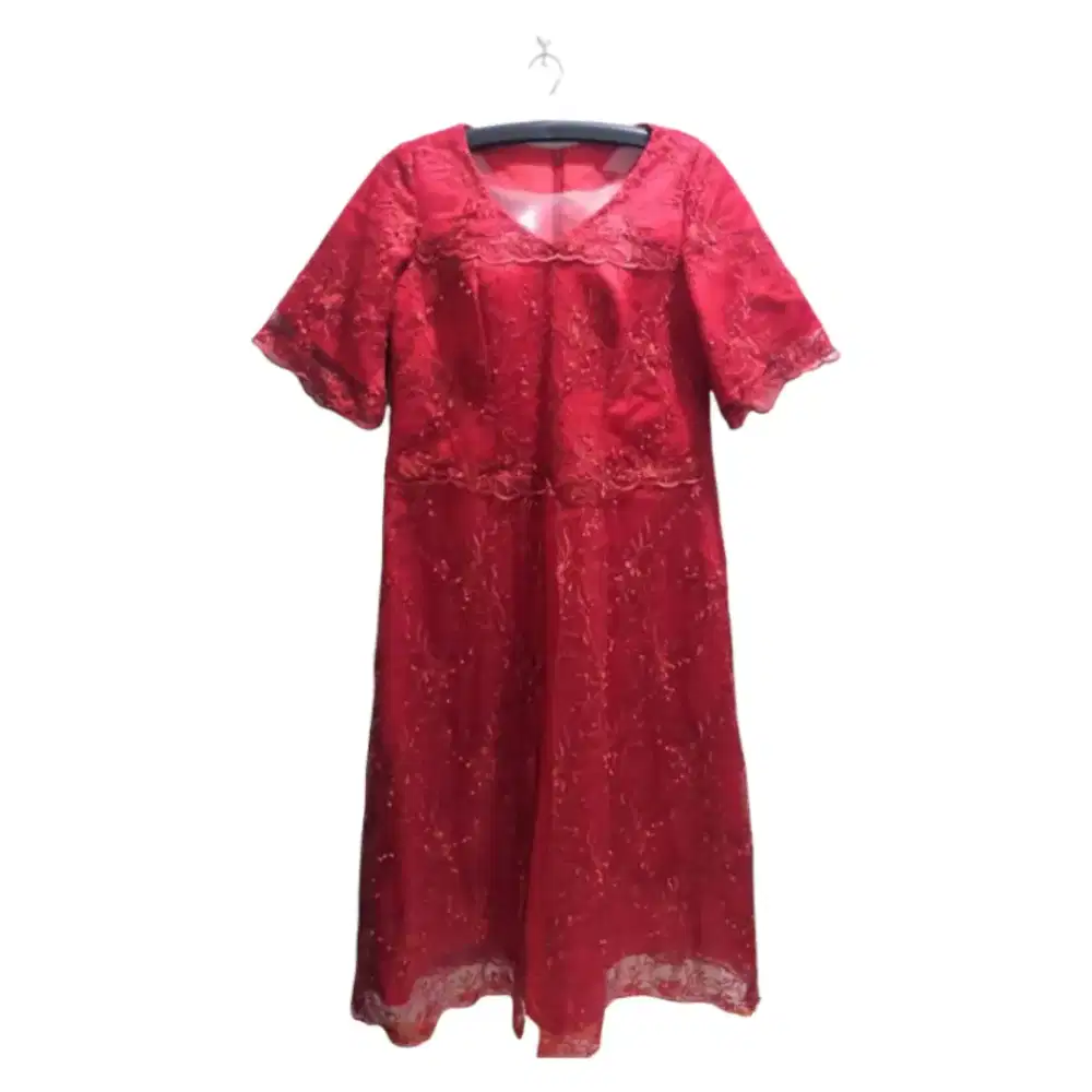 GAUN MERAH PENGANTIN BRIDEMAIDS PESTA JUMBO