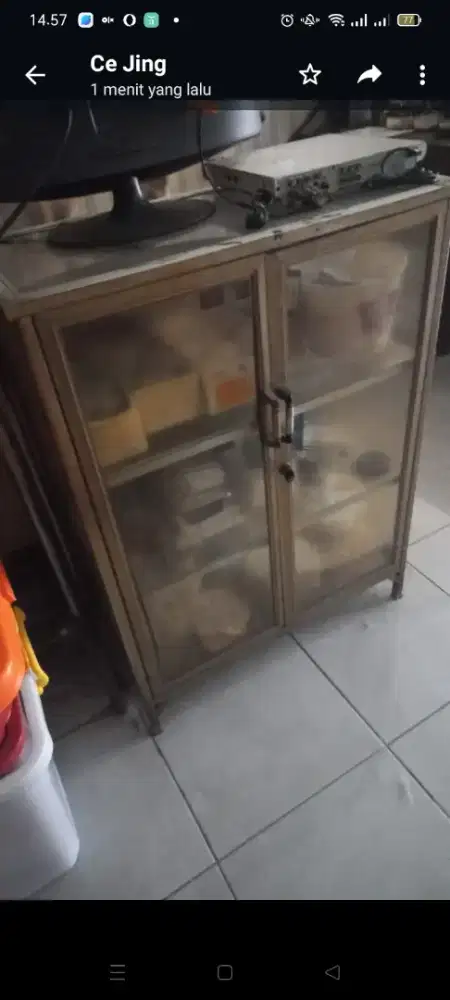 Meja rak kaca aluminium ukuran 70x30x95