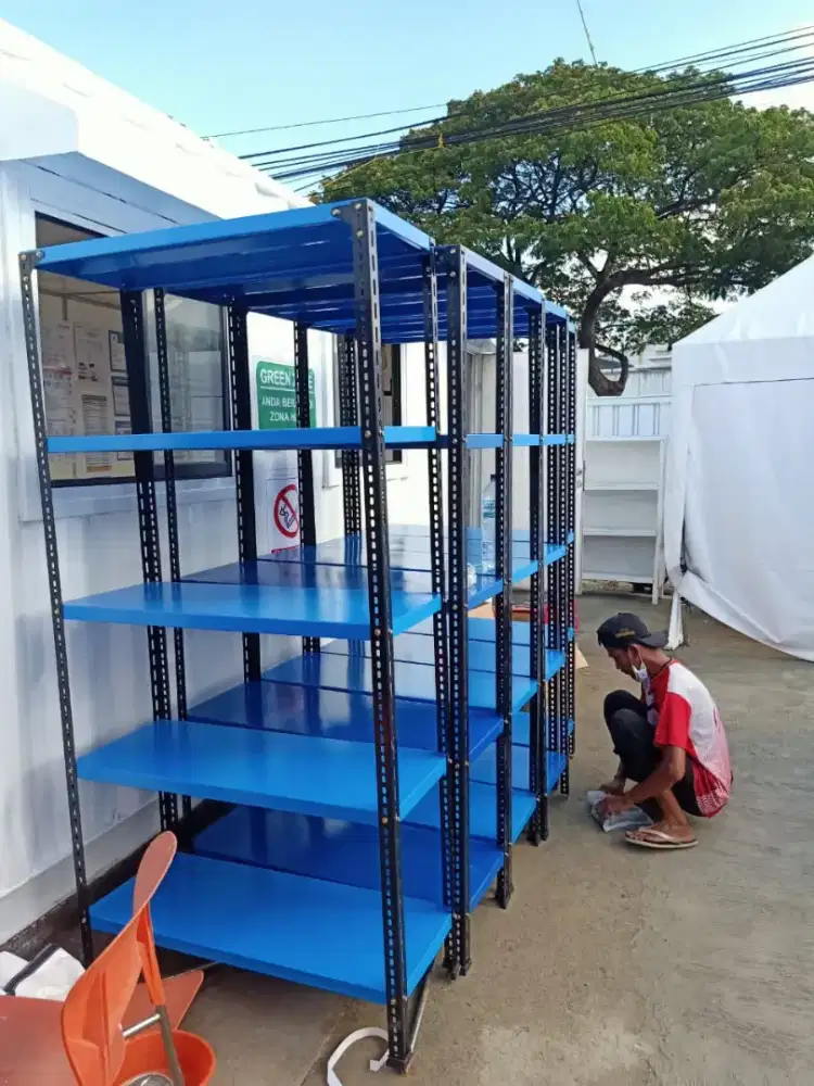Rak besi siku stok ready susun 5 plat tebal