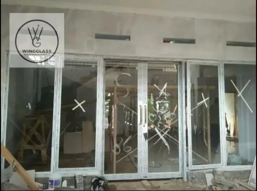 Kusen alumunium, pintu kaca, jendela, kanopi kaca, casement