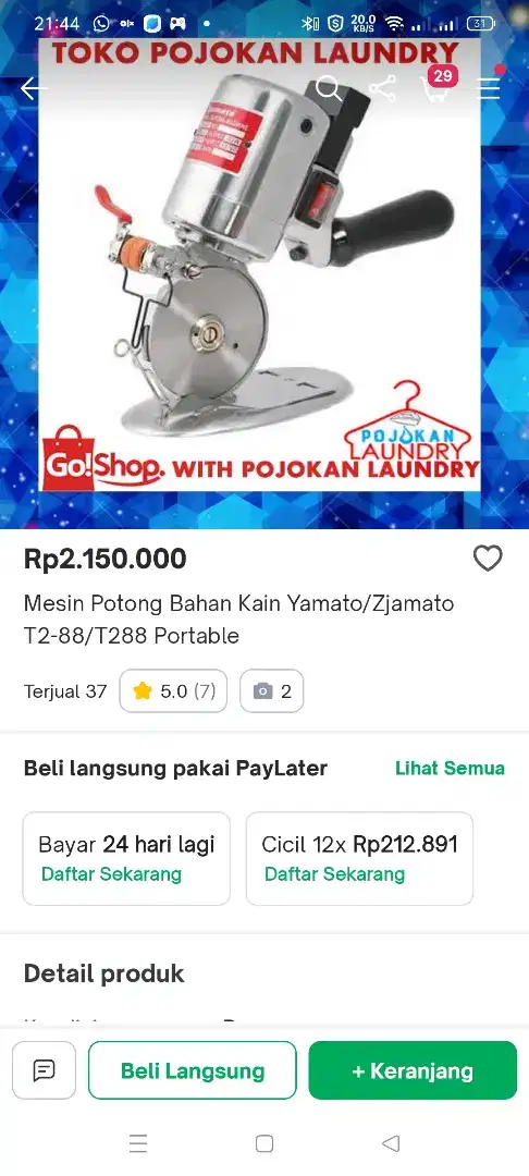 MESIN POTONG BAHAN KAIN YAMOTO SEPERTI BARU JARANG PAKAI JUAL CEPAT
