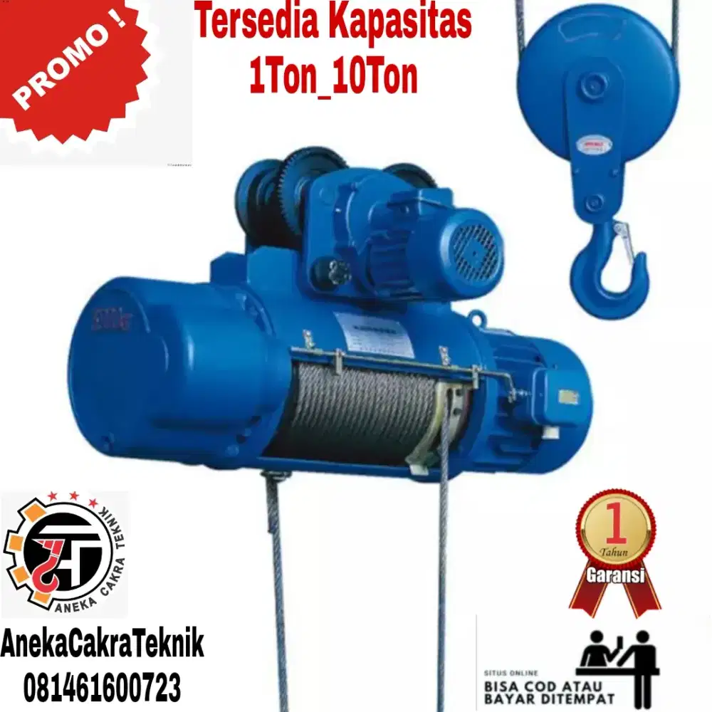 Electric Wire Rope Hoist 1 Ton x 12 Meter 380Volt TOKYO LIFT JAPAN