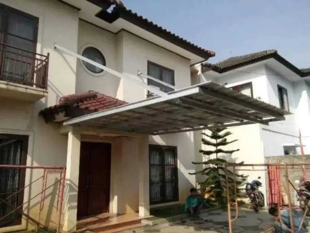 Kanopi minimalis modern rangka bajaringan atap sepandek t75uv