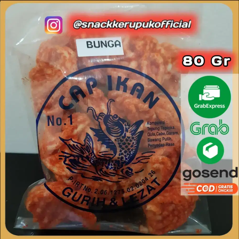 Snack Kerupuk Model Bunga Cap Ikan Keripik Pedas Balado