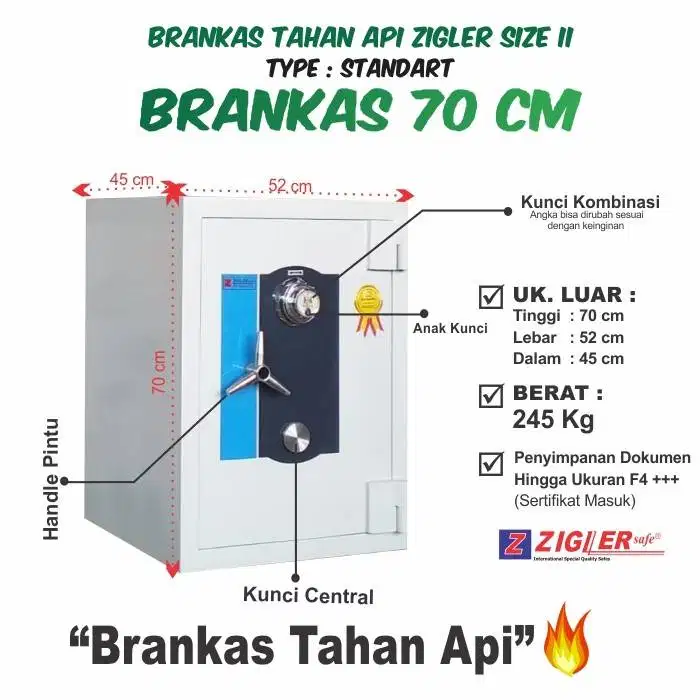 Brankas Tahan Api Zigler safe size II (Tinggi 70 cm)