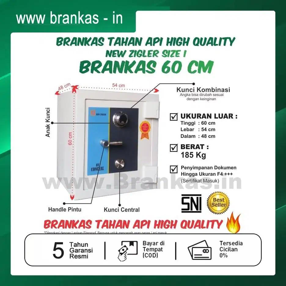 Brankas Tahan Api NEW ZIGLER SAFE size I (Tinggi 60 cm) FREE ONGKIR, G