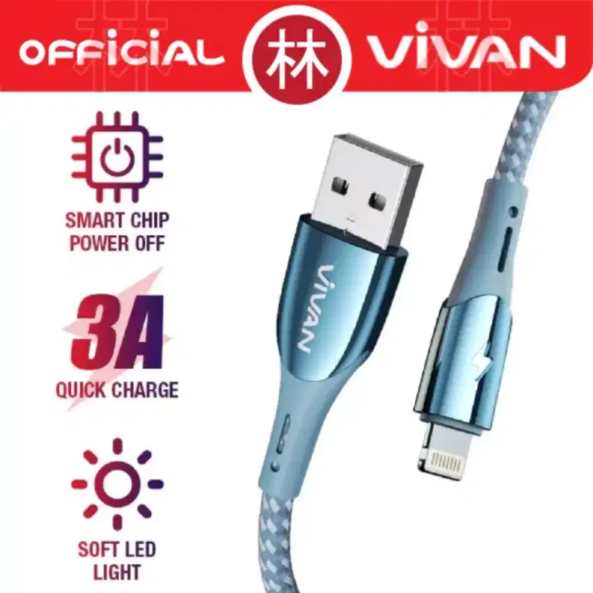 KABEL DATA IPHONE LIGHTNING VIVAN 3A FAST CHARGING GARANSI RESMI ORI