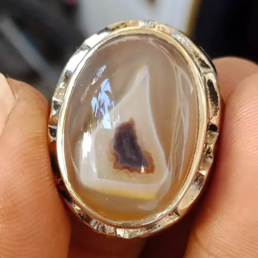 Natural Batu Cincin Gambar Bawang Putih Antik