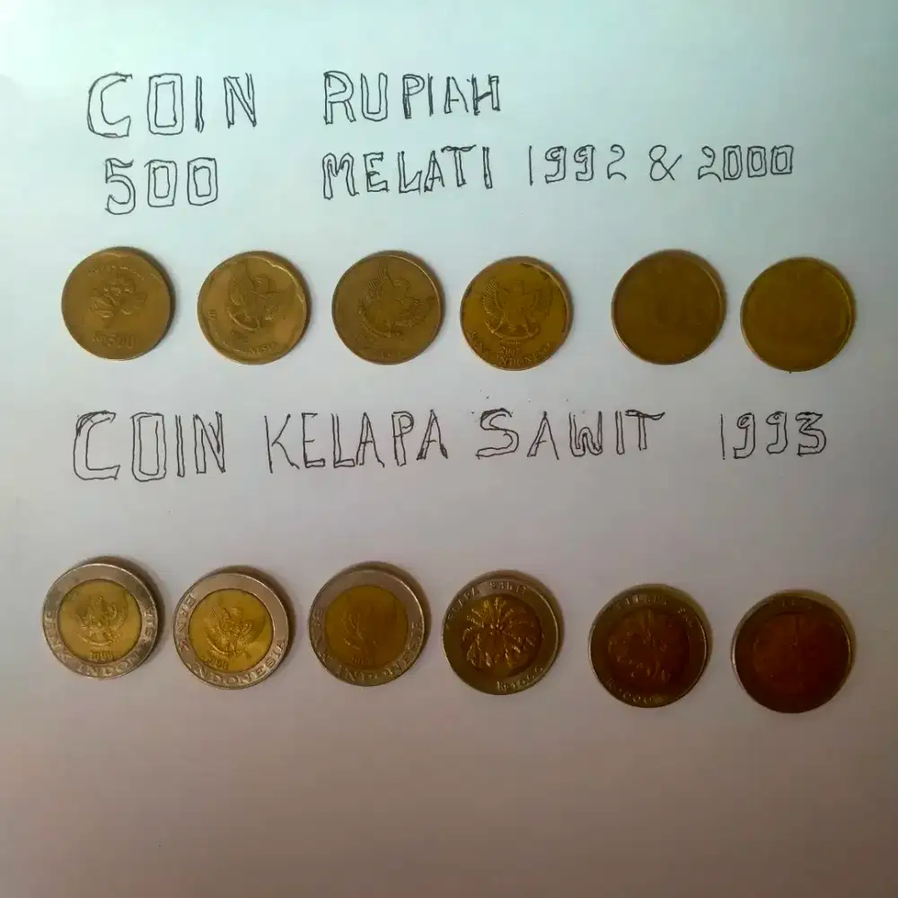 Jual Uang koin Rp1000 Kelapa sawit tahun 1993 harga Rp15.000.000