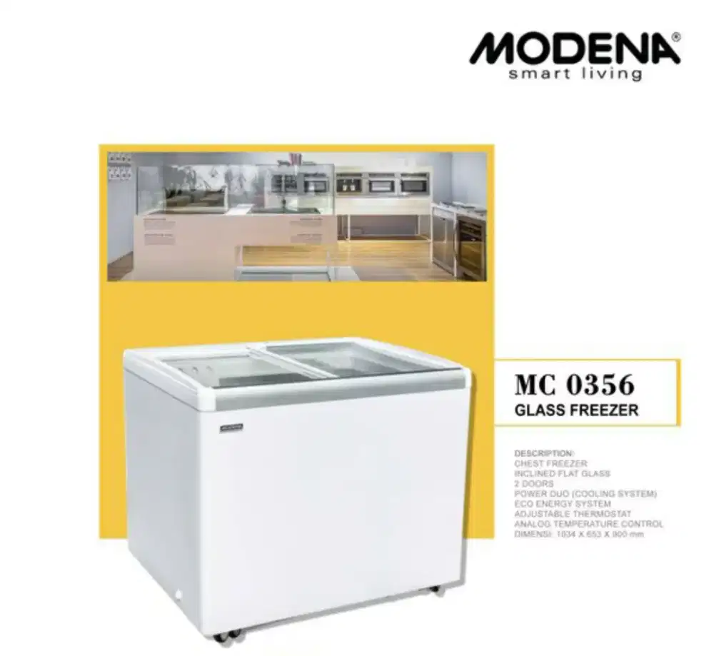 Freezer Modena Sliding Kaca 336 Liter MC0356