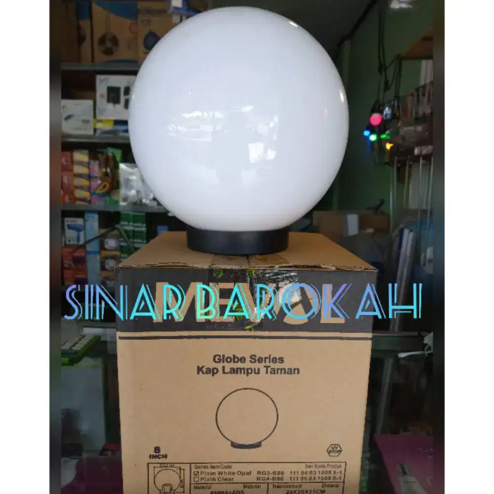 Lampu Hias Taman Bulat Putih Susu 8inch & 10inch
