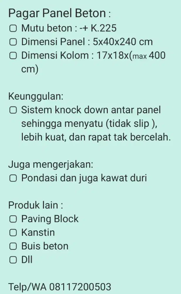 Pagar Panel Beton Lampung