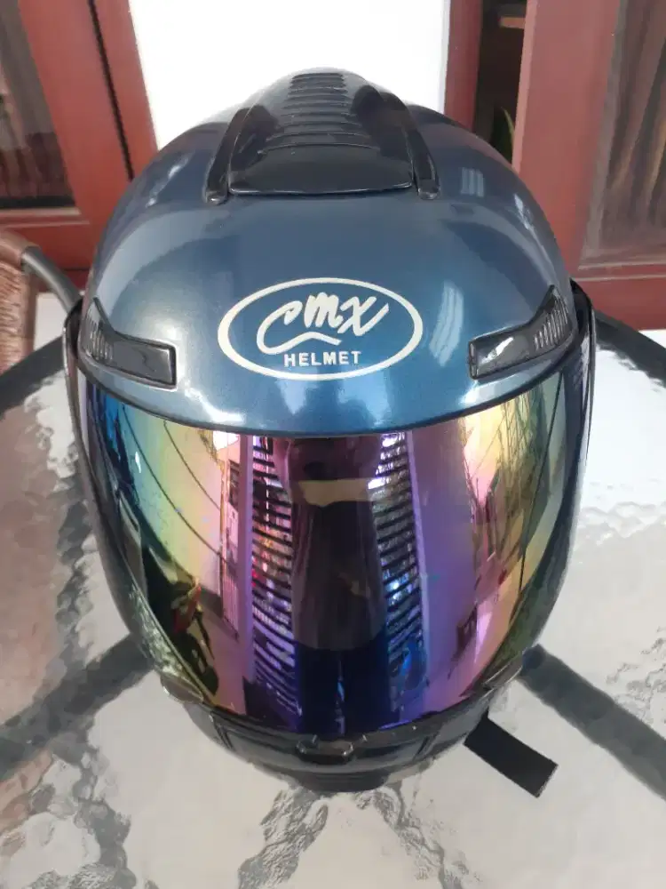 CMX Fullface Helmet 121 Balap Sport Biru Metalic