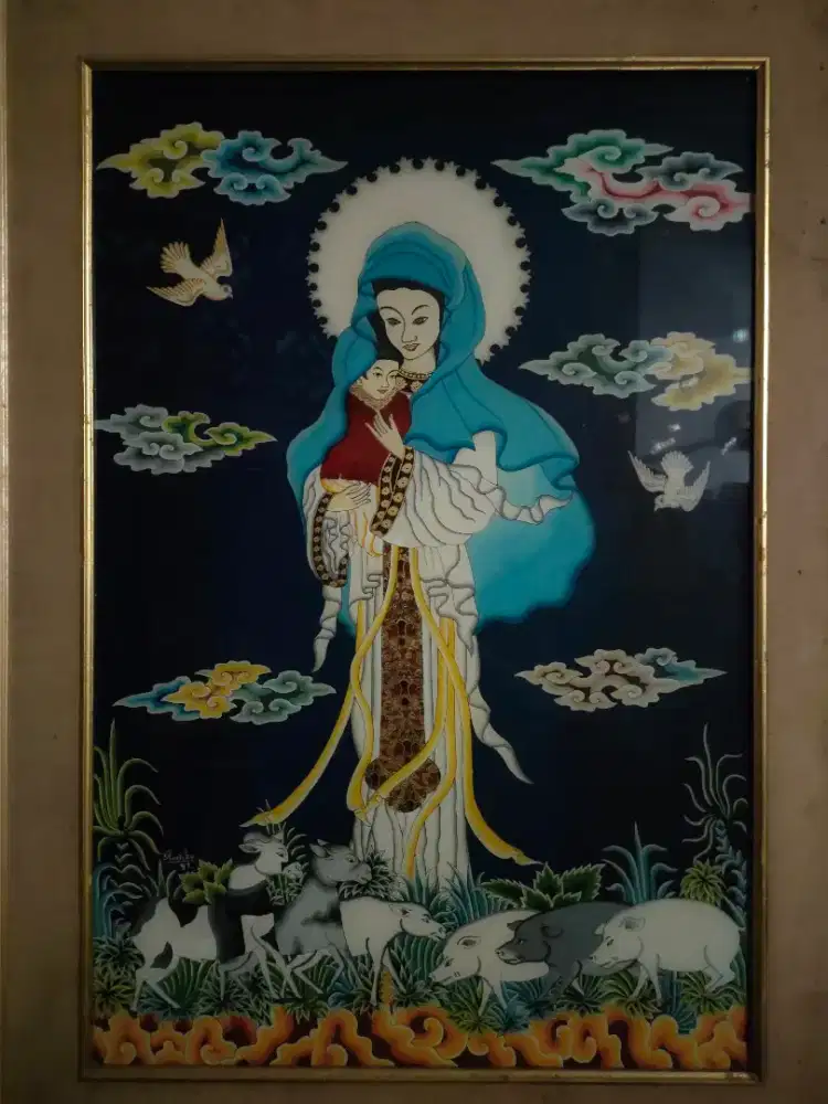 Madona, lukisan kaca karya Maestro Rastika, 
Gegesik Kulon Cirebon