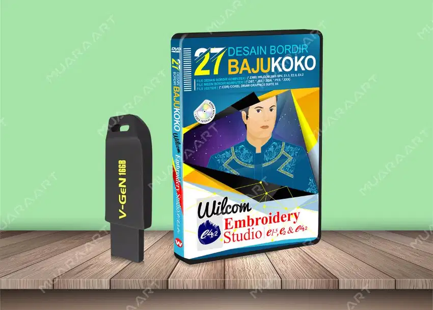 FLASHDISK 27 Desain Bordir Baju Koko dengan Wilcom ES & Corel Draw GS