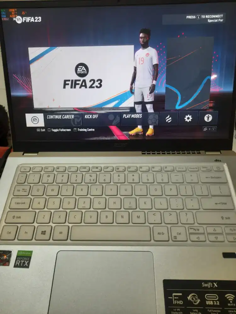 Laptop tipis RTX3050 gaming,Acer swift x, Ryzen 5 5600u, 16gb