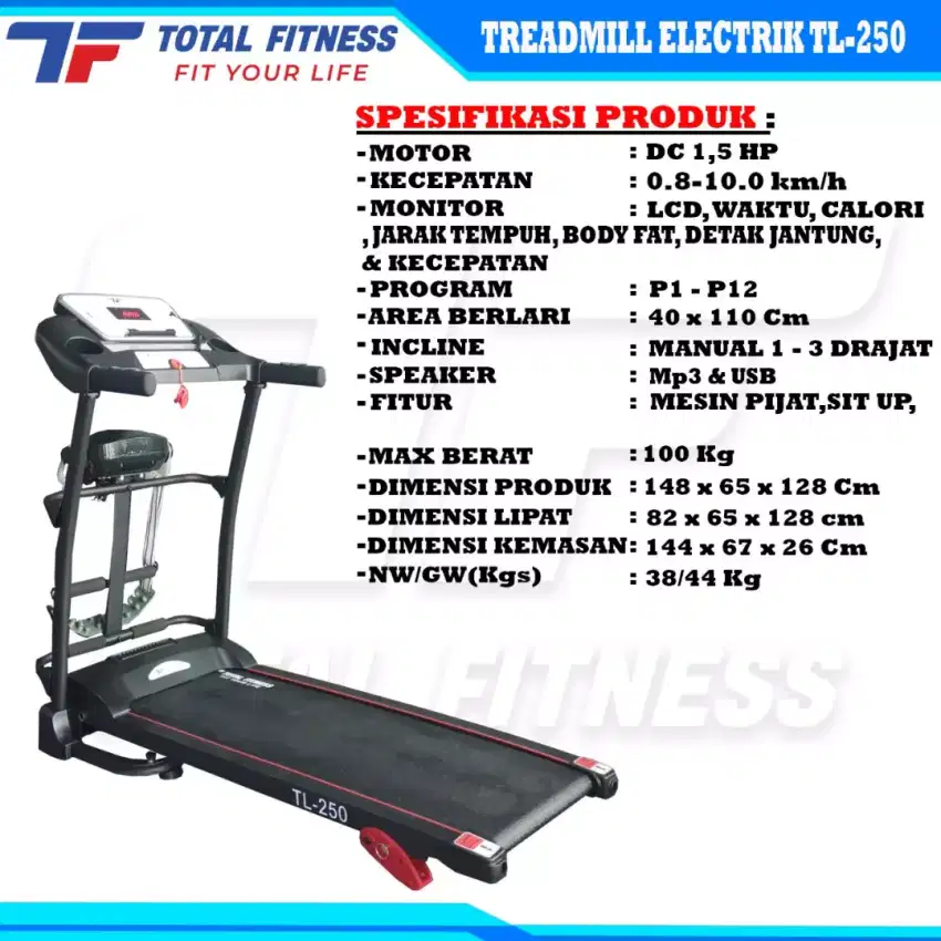 TREADMILL ELEKTRIK.TL 250 TIGA FUNGSI