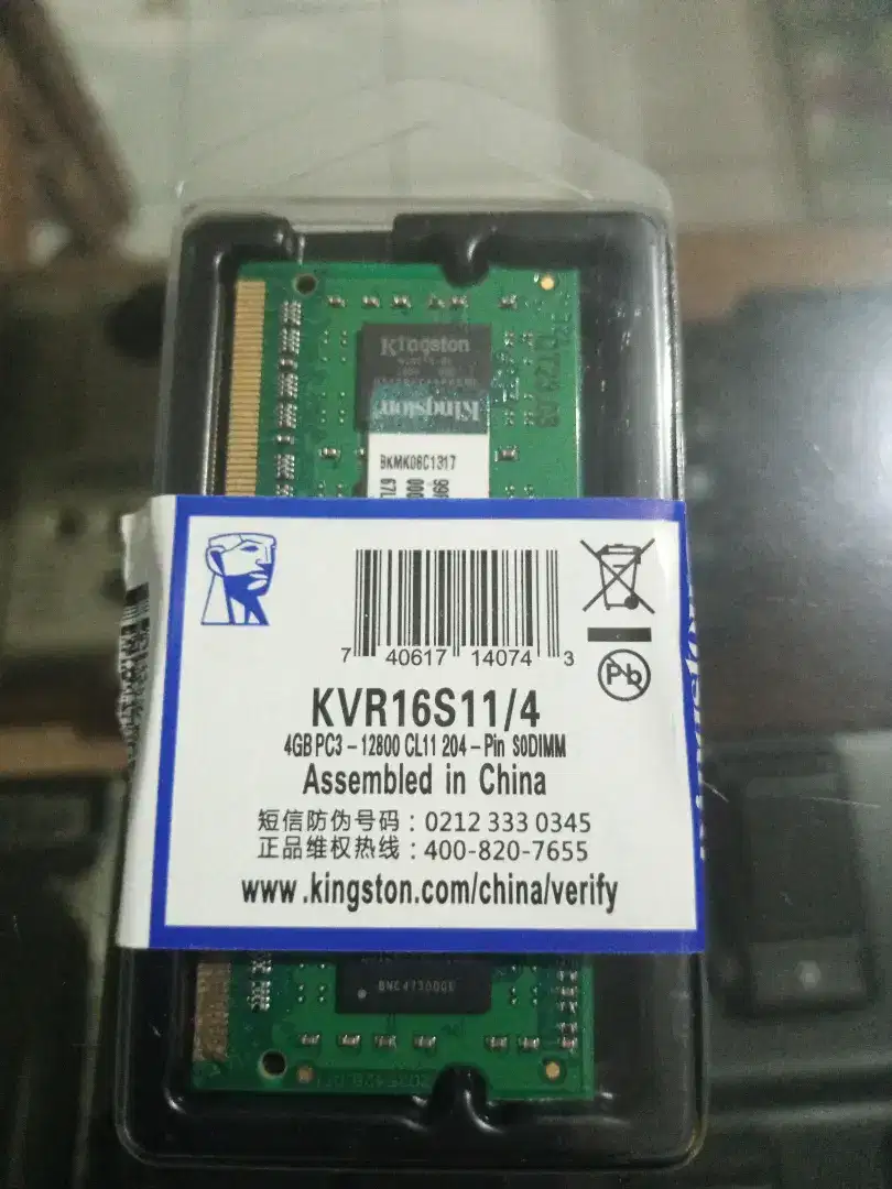 Memory Sodimm untuk laptop Ddr 3 4 gb 12800 mhz