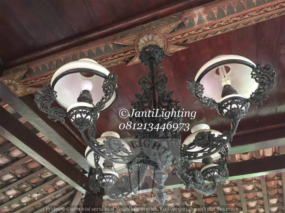 Lampu gantung antik cabang 4 joglo
