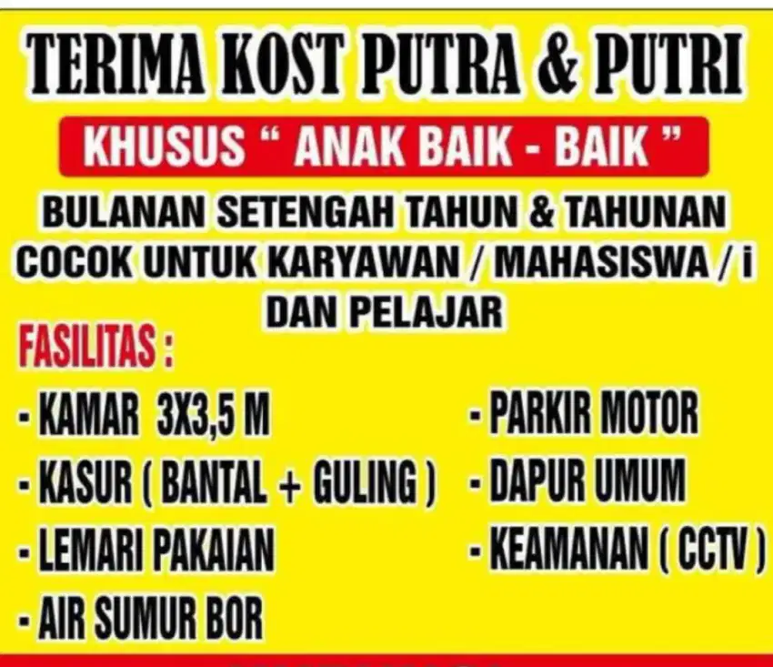 Terima Kos Putra & Putri