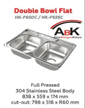Kitchen Sink Hock Double Bowl Flat