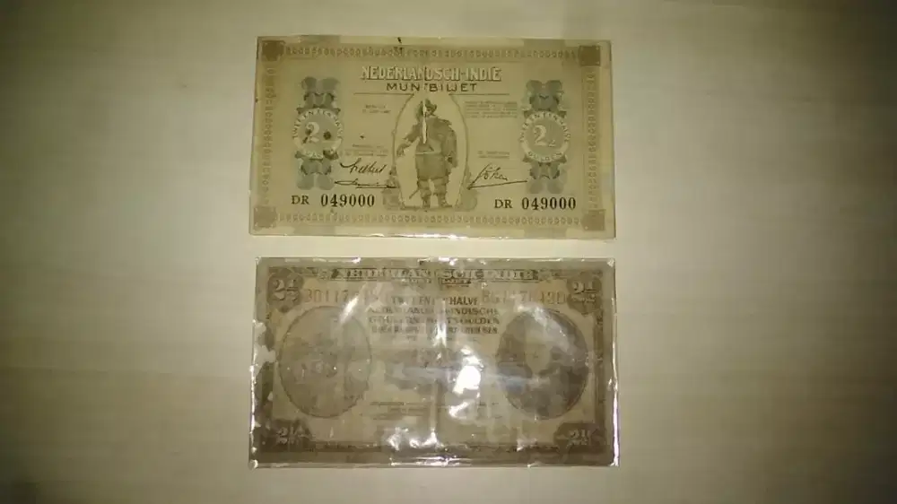 Jual borongan 2 lbr uang kertas kuno Indonesia Nederlandsch-Indie